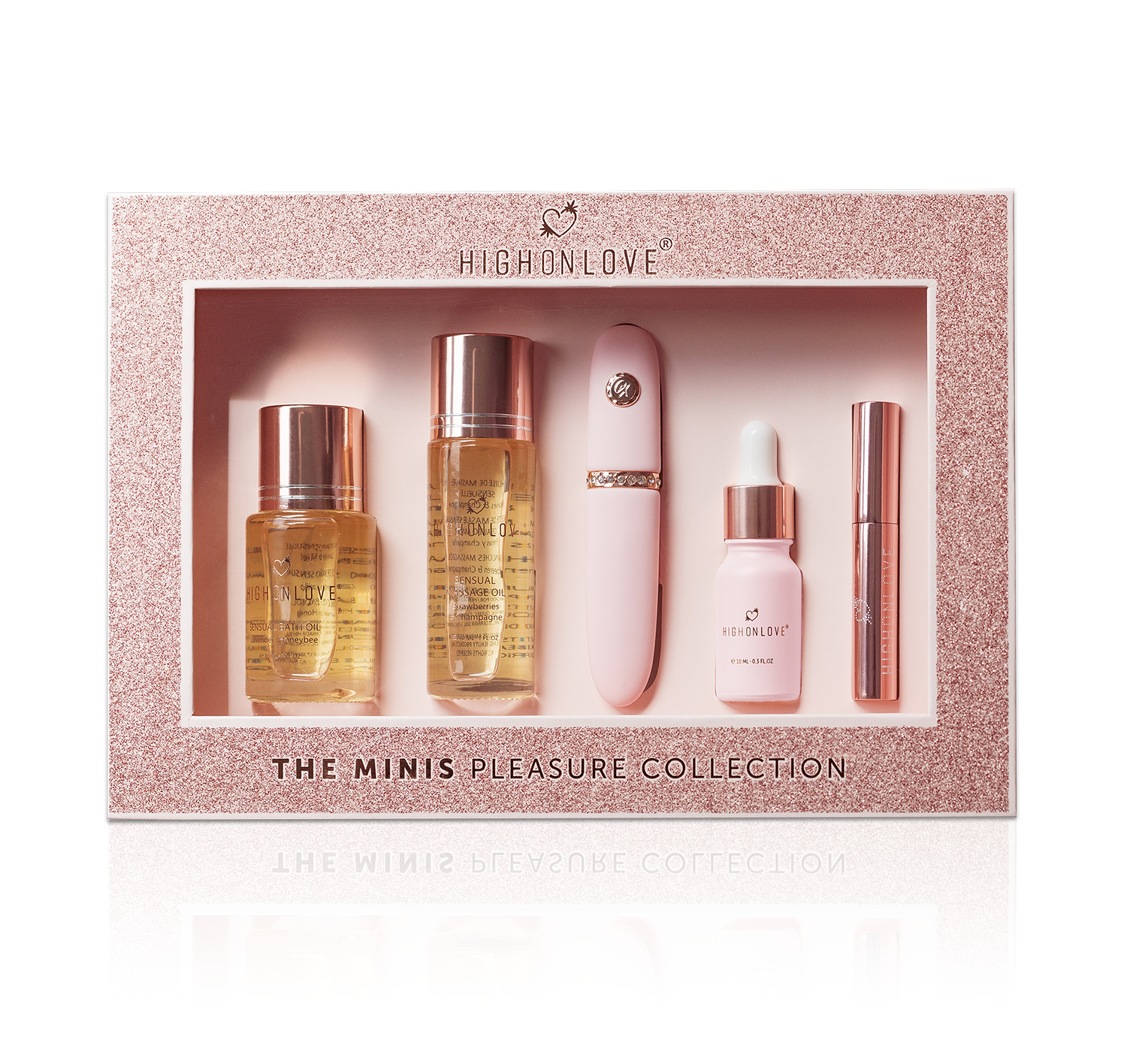 HighOnLove The Minis Pleasure Collection CBD Luxury Gift Set with CalExotics Mini Wand - ClubX Australia